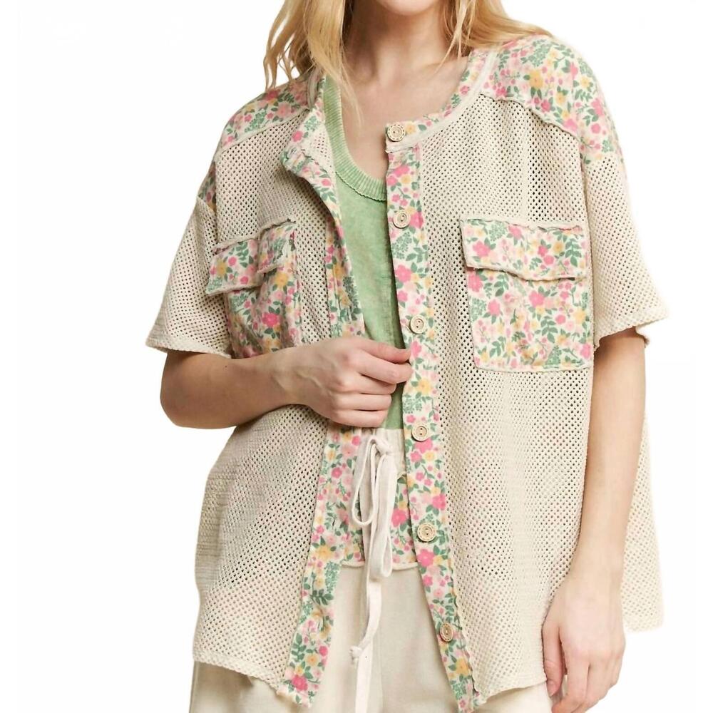 NEW J. HER mesh spring cardigan in beige
